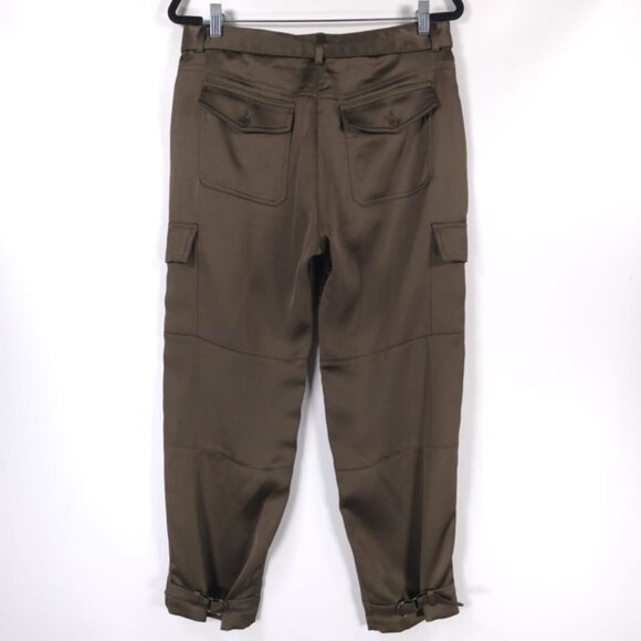 theory HANNON B/SPLENDOR Cargo Pants Tapered Satin F1009210 Size 8 - Picture 2 of 12